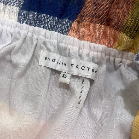 English Factory Short Sleeve Ruffled Cold Shoulder Plaid Top Size XS - Picture 11 of 11